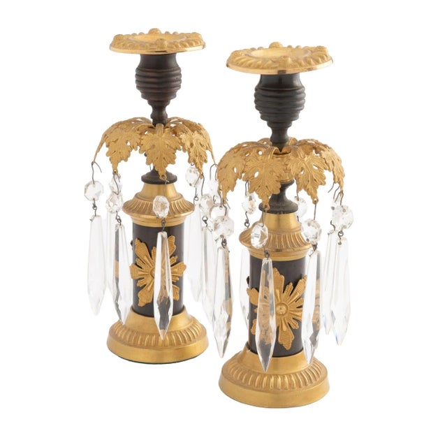 English Regency Candlesticks With Crystal Lusters (1800) For Sale - Image 10 of 10