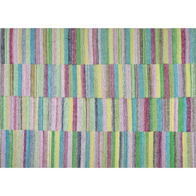 1990s Vintage Turkish Modern Hand Made Organic Wool Natural Color Kilim,6'5"x9'1" For Sale - Image 5 of 5