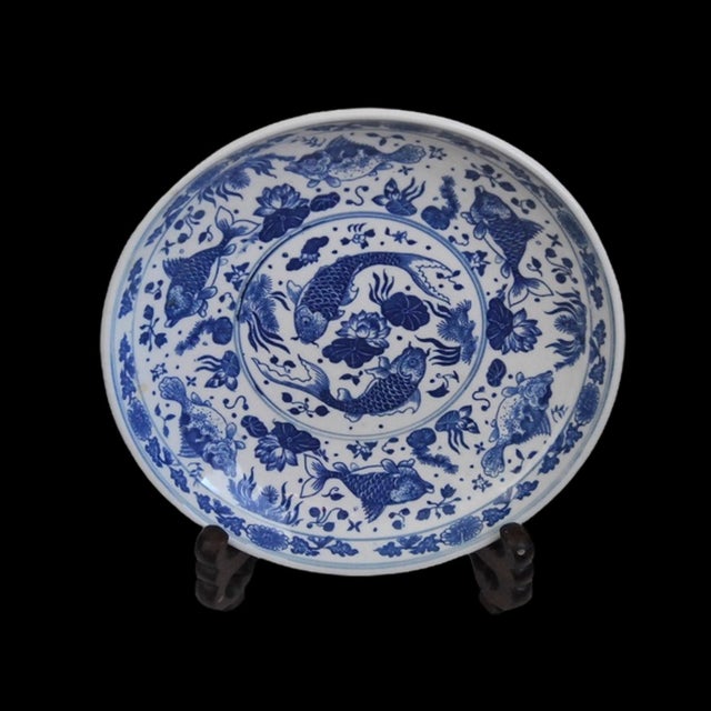 Blue and White Chinese Export Japanese-Market Platter Six Character Reign Mark Zhuanshu Script For Sale - Image 11 of 12