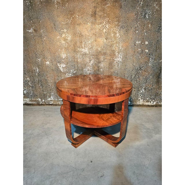 1960s Round Art Deco Table in Walnut Root, 1950s For Sale - Image 5 of 5