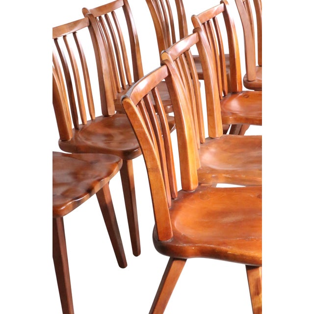 Mid 20th Century Set of Eight Cushman Colonial Maple Dining Chairs For Sale - Image 13 of 15
