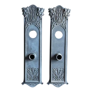 Antique Louis Sullivan Art Nouveau Ornamental Cast Iron Door Plates
