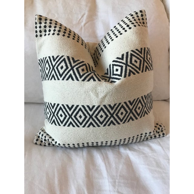 Custom Mudcloth Style Black White Minimalist Pillow Case For Sale - Image 4 of 4