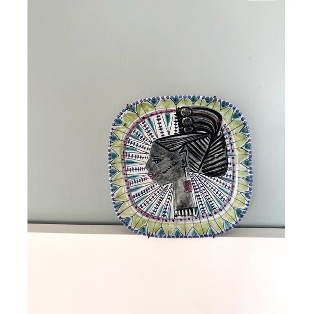 Fantastic, square shaped stoneware bowl/plate by Mari Simmulson for Upsala Ekeby Sweden. Art pottery signed by Mari...