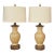 Pair of Port 68 Mark Abrams Cream Ceramic Urn Table Lamps With Linen Drum Shades For Sale