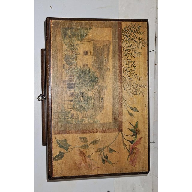 Brown Antique Handmade German Lidded Chest in Stained and Colored Maple Wood, 1910 For Sale - Image 8 of 10