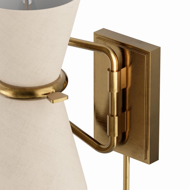 Regina Andrew Gable Swing Arm Sconce, Antique Natural Brass with Oyster Shade For Sale In Detroit - Image 6 of 8