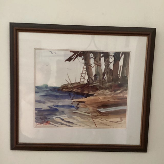Mid 20th Century Vintage Watercolor Painting on Paper Framed Artist Signed For Sale - Image 10 of 12