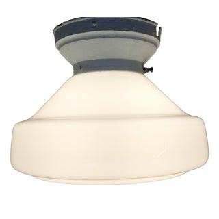 Art Deco German Ceiling Lamp with Opaque White Glass Shade, 1930s For Sale