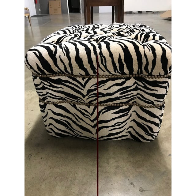 Upholstered Zebra Print Ottoman Chairish
