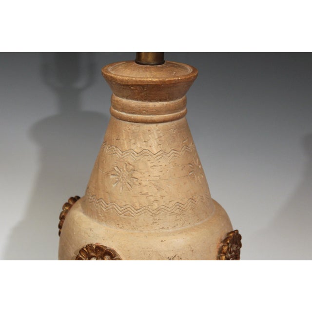 Wood Zaccagnini Pottery Italian Ming Style Raymor Large Mask Face Lamp For Sale - Image 7 of 13