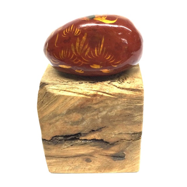 Metal Vintage Artisan Hand Painted Fish Over Stone Paperweight For Sale - Image 7 of 10