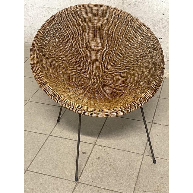 Wood Set of Armchairs with Wicker Seat, 1950s For Sale - Image 7 of 18