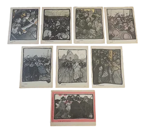 Antique French Lithographs - Satire & Humor - the Mob - Set of 8