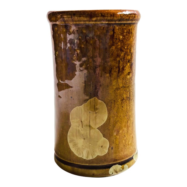 Earth Tone Crystalline Pottery Vase For Sale