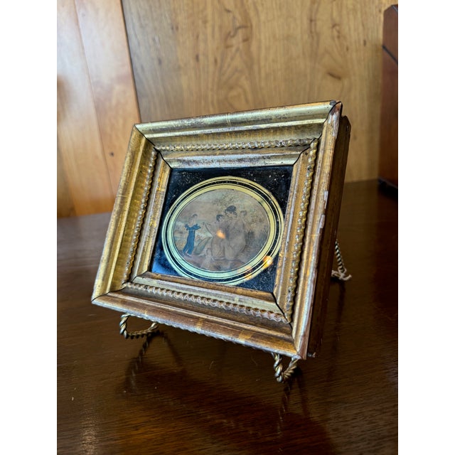 Wood Circa 1800 Salem Massachusetts Derby Family Watercolor With Black Eglomise & Gilt Details For Sale - Image 7 of 11