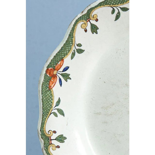 Rococo Antique Floral Plate with Frieze, 1700s For Sale - Image 3 of 6