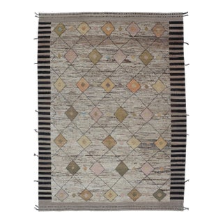 Modern Hand Knotted Moroccan Diamond Pattern in With Tribal Motifs For Sale