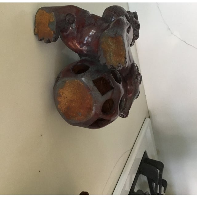 Vintage Hand Carved Foo Dogs - Set of 2 For Sale - Image 10 of 11