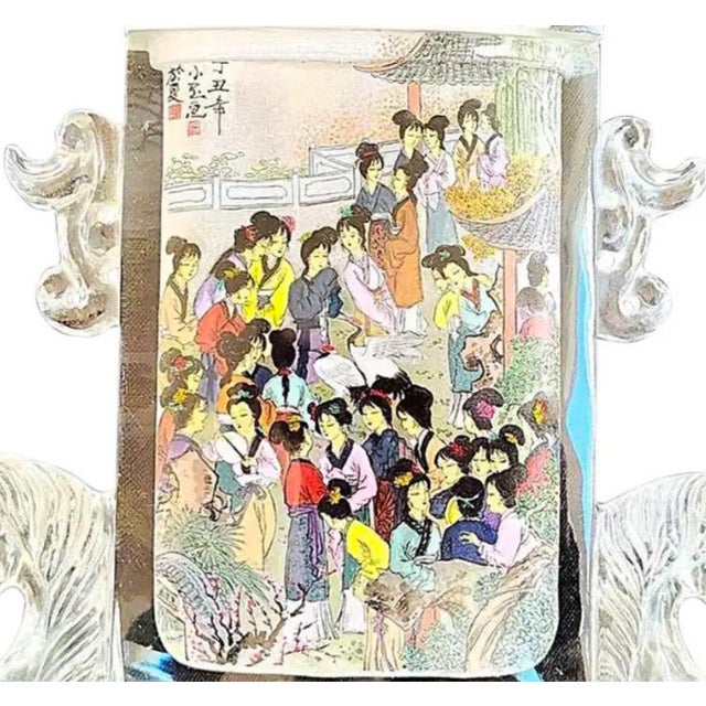 Monumental 10.5" Signed Xiao Yu Chinese Inside-Painted Glass Snuff Bottle - 1997 For Sale - Image 4 of 16