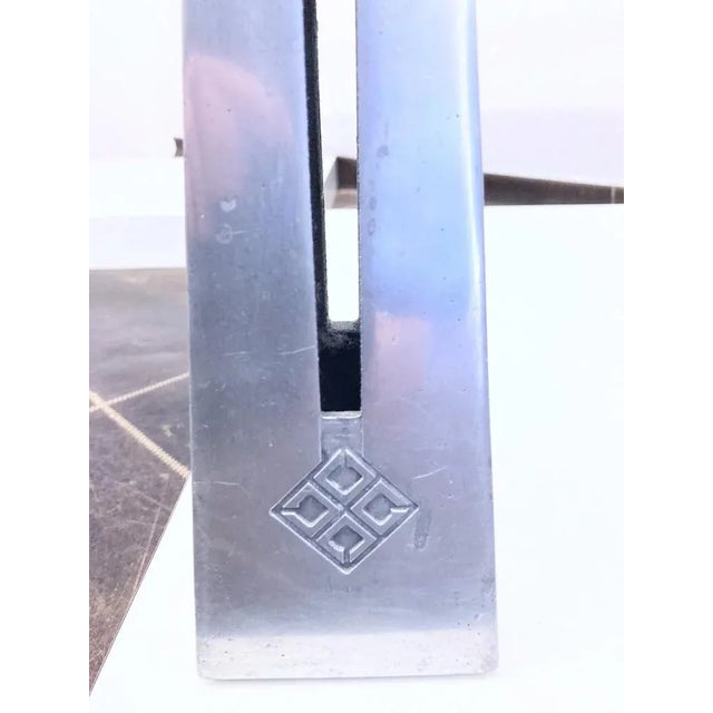 Metal Brutalist Coffee Table in Aluminum Glass by Peter Ghyczy, 1970s For Sale - Image 7 of 13