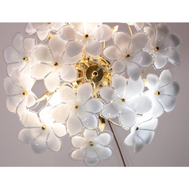 Murano Style Ceiling Light White Flowers, 1970 For Sale - Image 9 of 12