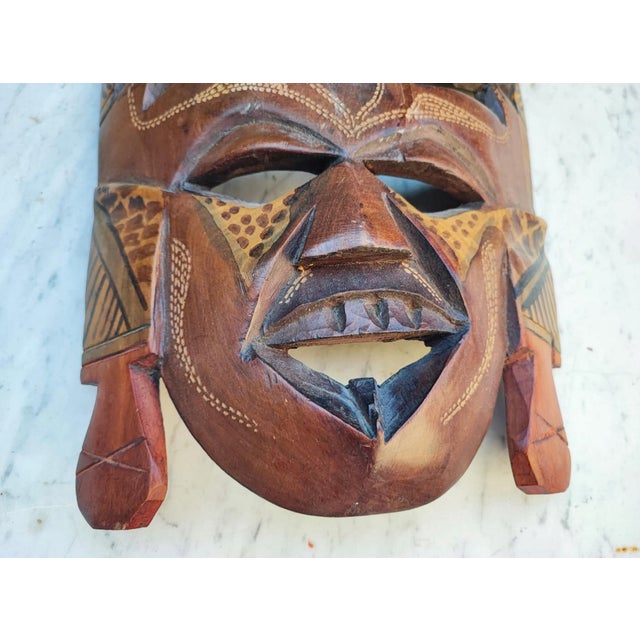 Vintage Masai Mask Wooden Sculpture, 1980s For Sale - Image 8 of 9