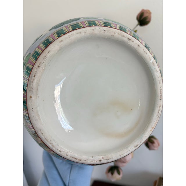 Vintage Chinese Porcelain Jardinière With Cranes & Lotus Motif For Sale - Image 11 of 11