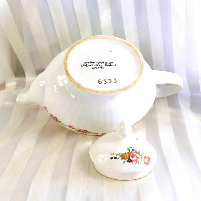 1940s Arthur Wood Floral Teapot For Sale - Image 4 of 5