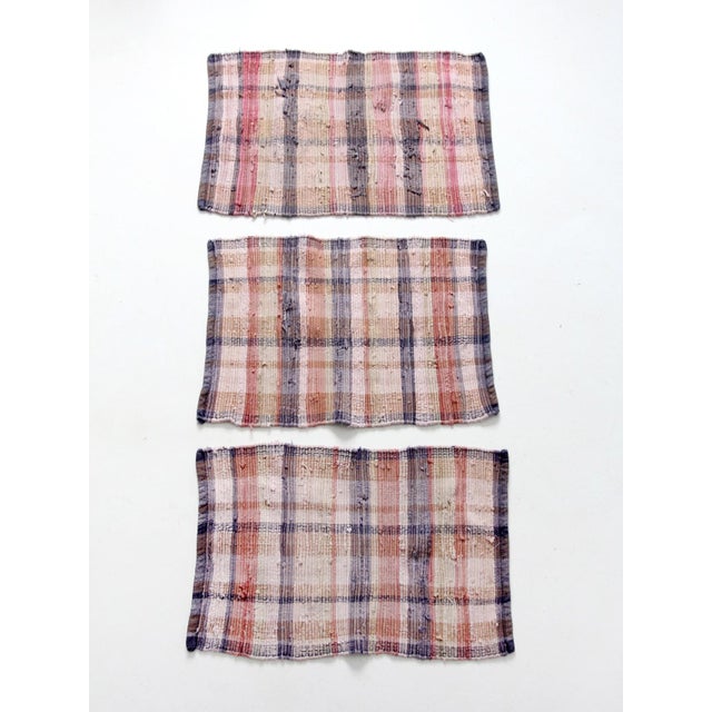 Mid 20th Century Vintage Plaid Rag Rugs Set of 3 For Sale - Image 5 of 10