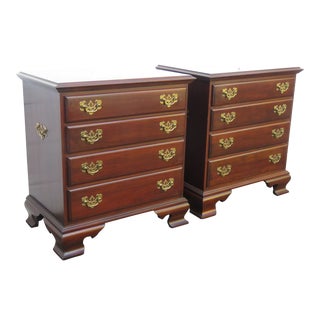 Ethan Allen Cherry Large Nightstands End Side Bedside Tables a Pair For Sale