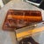 This set of two 1970s mid-century modern trays by Guzzini showcases a sophisticated faux tortoiseshell aesthetic crafted...