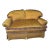 1960s Clyde Pearson Gold Quilted Look Chintz Silk Sofa Loveseat With Feather Fill & Tufted Fringed Trim For Sale