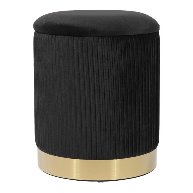 Zoe Black Velvet Storage Ottoman Chairish