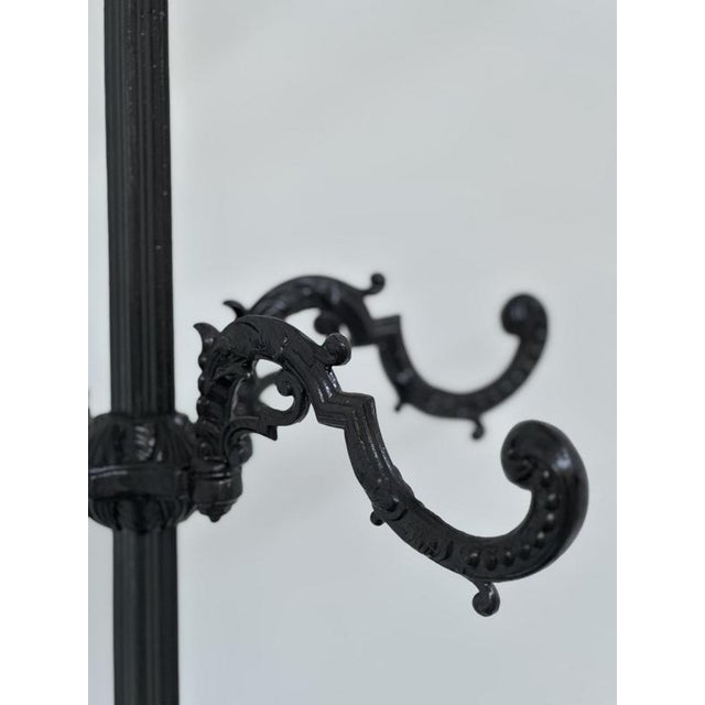 Large Ornate Cast Iron Hall Tree Coat Stand with Twelve Hooks For Sale - Image 6 of 14