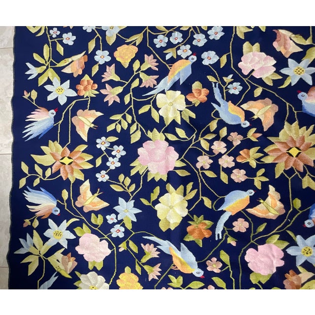Vintage Embroidered Tapestry a Stunning Floral and Bird Design For Sale - Image 10 of 12
