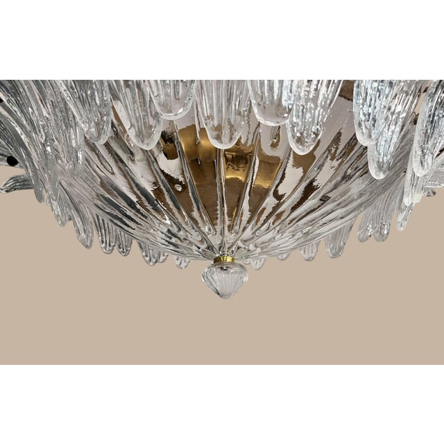 Mid-Century Modern Murano Glass Chandelier Palmette - Clear Glasses For Sale - Image 3 of 6