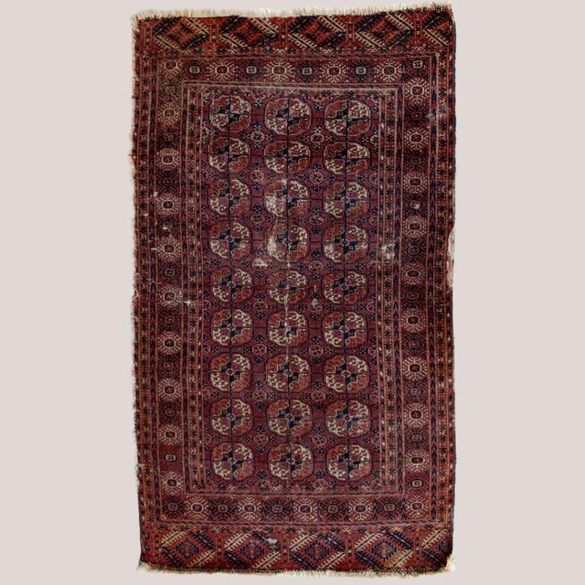 Textile Antique Tribal Ersari Beshir Rug in Hand-Knotted Wool, 1890s For Sale - Image 7 of 7
