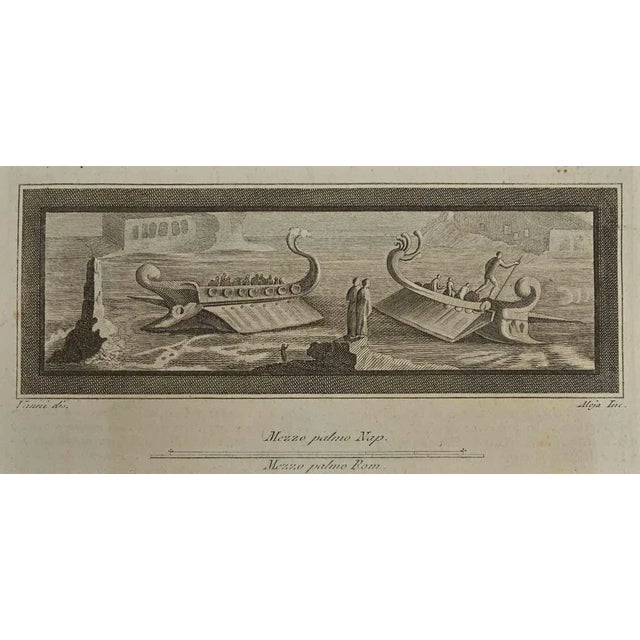 Ancient roman scene from the series "antiquities of herculaneum", is anetching on paper realized by giuseppe aloja in the...