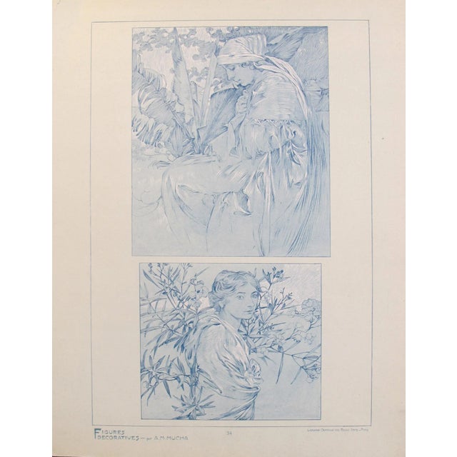 1900 - 1909 1902 Original Vintage French Art Nouveau Illustration - Figures Decoratives - A. Mucha For Sale - Image 5 of 5