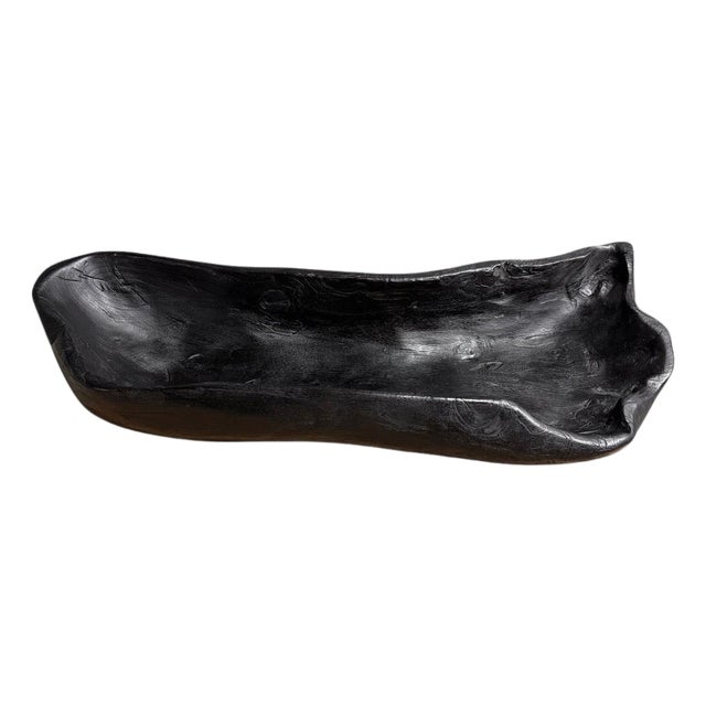 Andrianna Shamaris Sculptural Charred Teak Wood Vessel For Sale