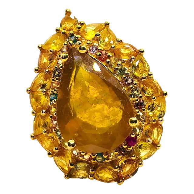 Bochic “Capri” Vintage Multi Sapphire & Yellow Sapphire Ring 18K Gold & Silver For Sale