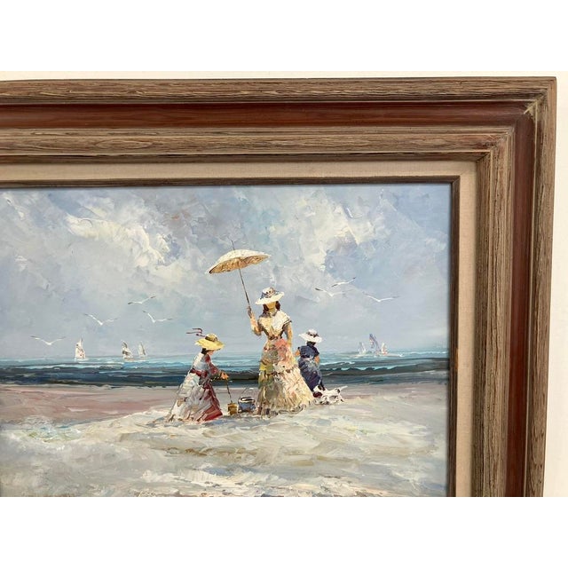 Marie Charlot – Impressionist Seaside Figures, Original Oil Painting For Sale In Orlando - Image 6 of 12