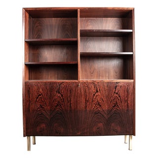Vintage Danish Bookcase in Rosewood and Brass by Erik Brouer for Brouers Mobelfabrik, 1960 For Sale