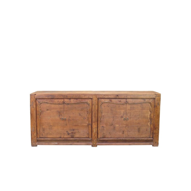 Farmhouse Double-Door Pine Farmer's Sideboard Cabinet For Sale - Image 3 of 12