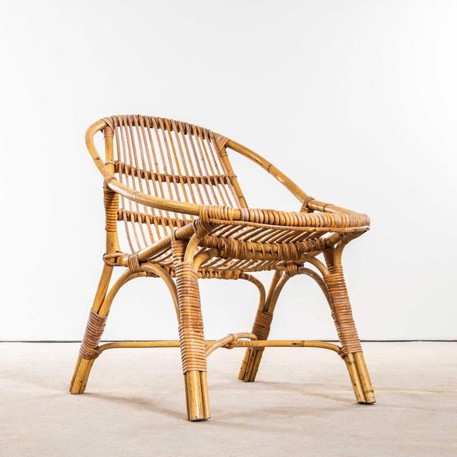 Brown Low French Rattan Armchairs, 1960s, Set of 2 For Sale - Image 8 of 11