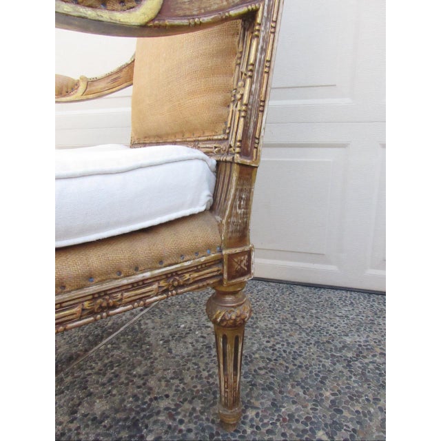 Pair of Antique French Louis XVI Style Giltwood Armchairs For Sale - Image 13 of 18