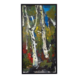 Birch Tree Abstract by Beverly Myers Modern Painter, School of Wolf Kahn For Sale