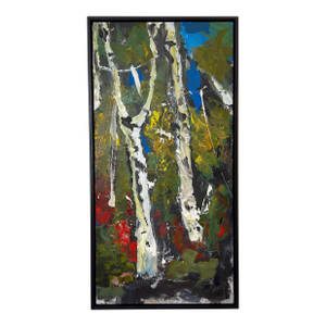 Birch Tree Abstract by Beverly Myers Modern Painter, School of Wolf Kahn