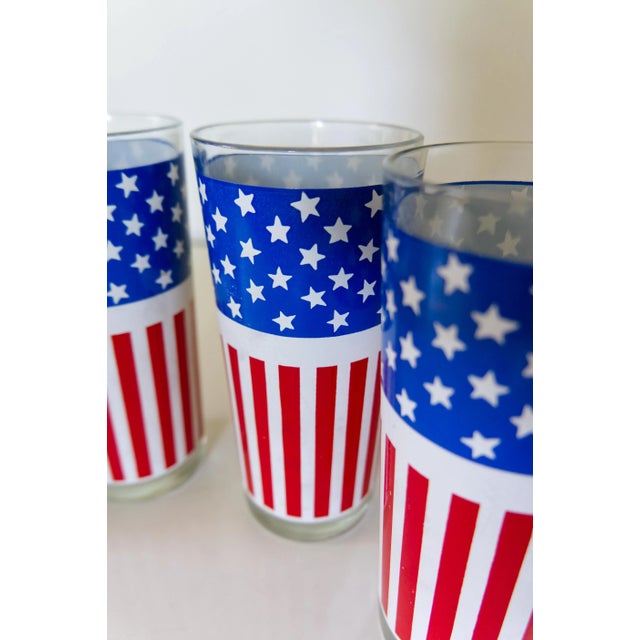 1970s 1970s Stars and Stripes Glass Tumblers - Set of 4 For Sale - Image 5 of 9